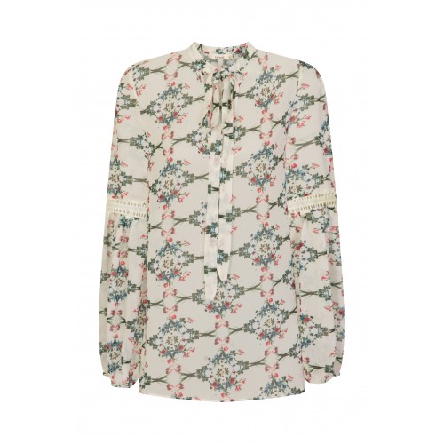 Floral print pussybow shirt 